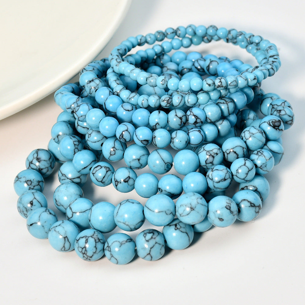 Wholesale Bohemian Classic retro style single circle blue turquoise bracelet beads turquoise bracelet
